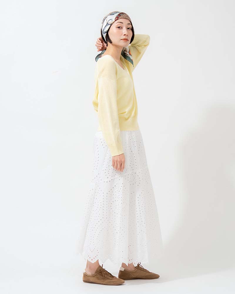 和紙コットン天竺Vネックプルオーバー