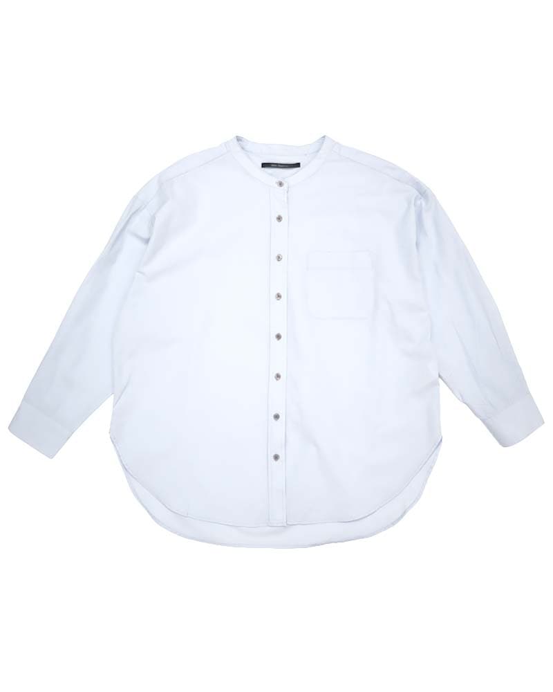 バンドカラーラウンドヘムブロードシャツ