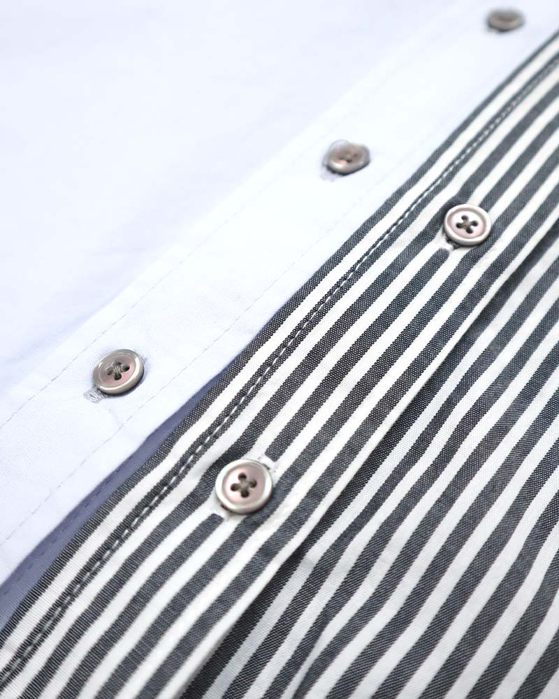 バンドカラーラウンドヘムブロードシャツ