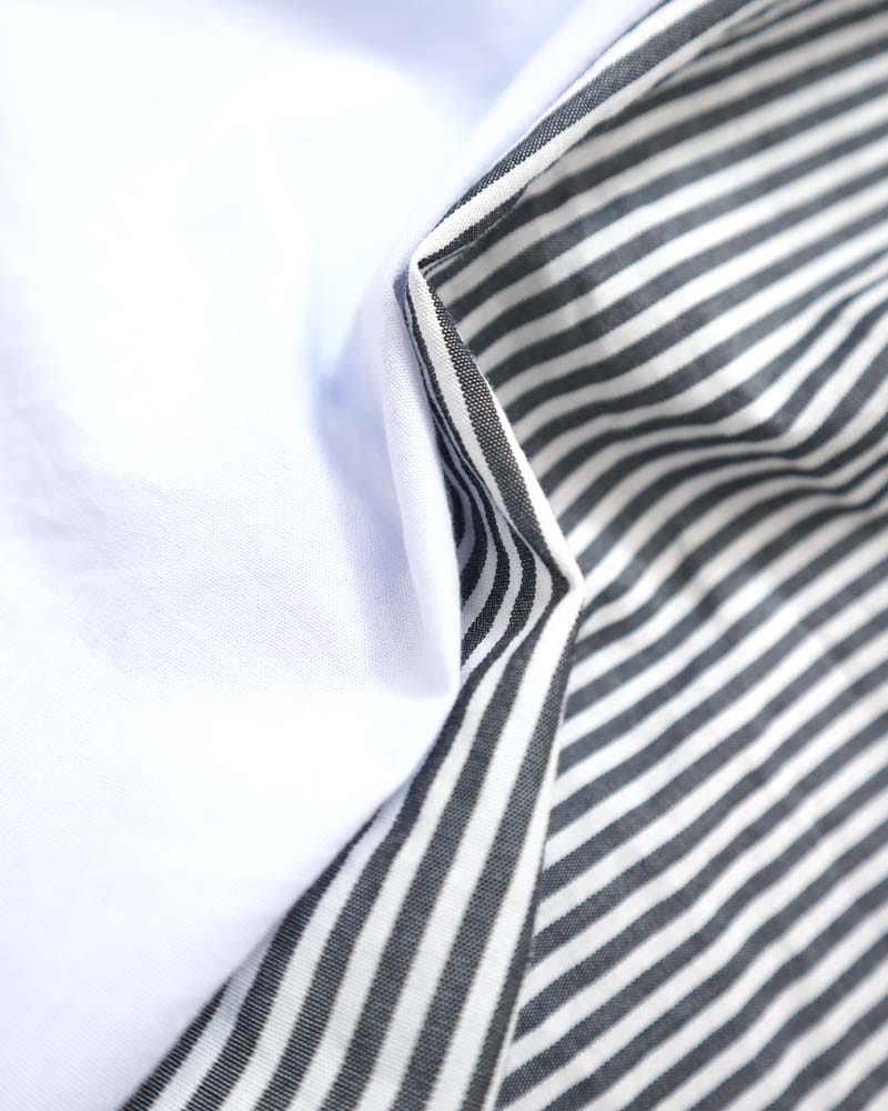 バンドカラーラウンドヘムブロードシャツ