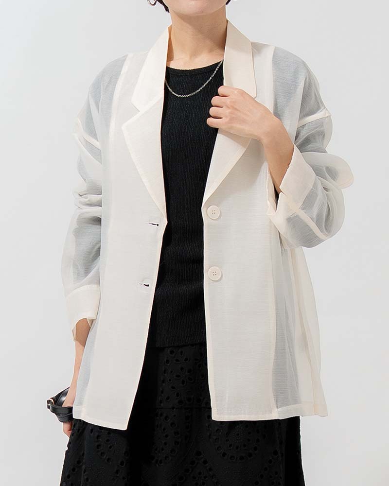 シアーオーガンジーテーラードジャケット