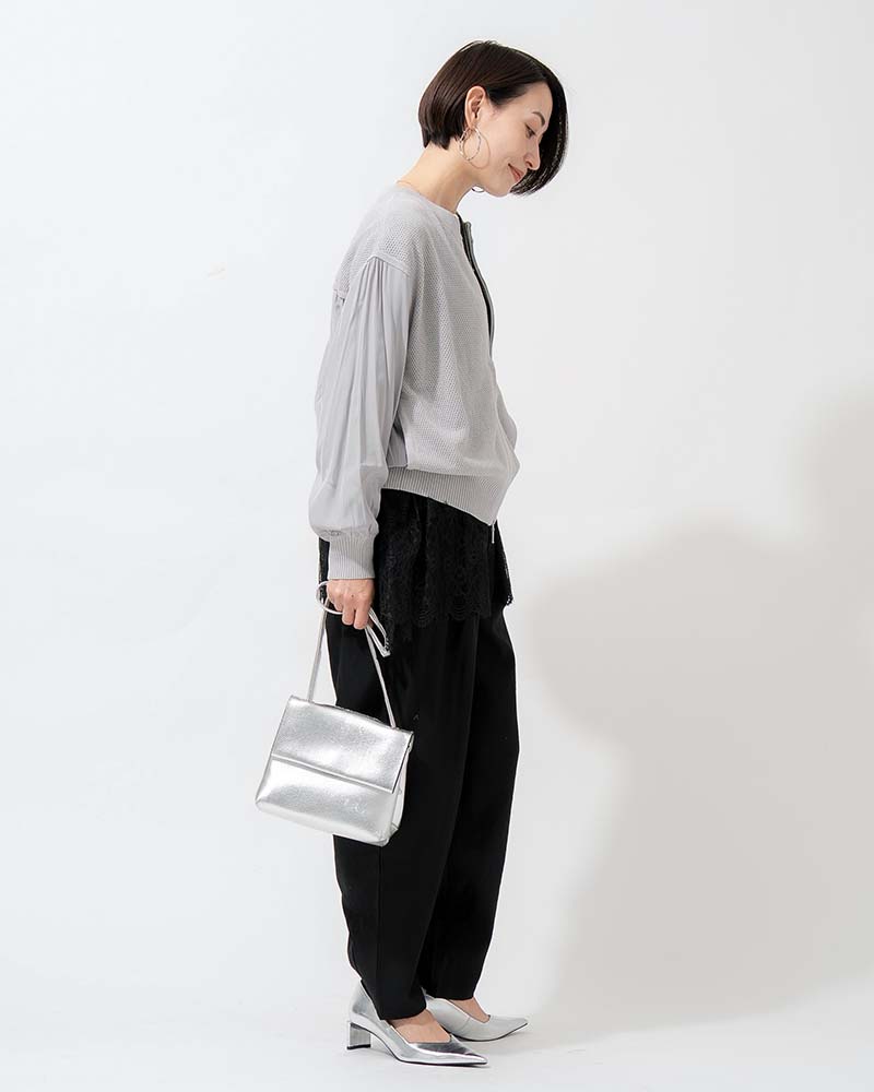 裾レース切り替えAライン天竺プルオーバー