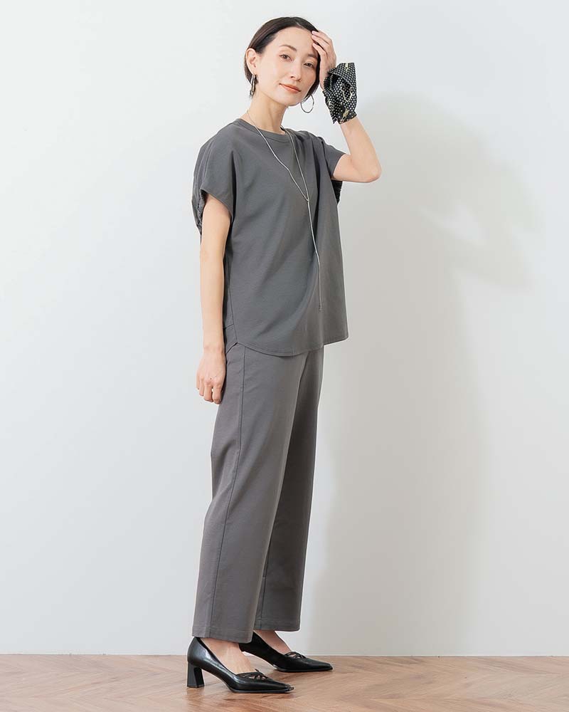 エグゼクティブジャージー袖ギャザードレーププルオーバー《セットアップ対応》