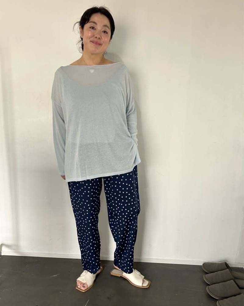 【otostyle】ドット柄イージーテーパードパンツ