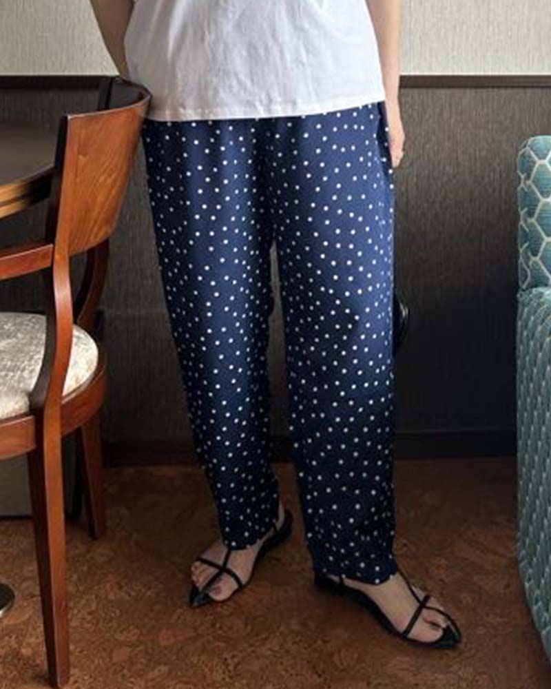 【otostyle】ドット柄イージーテーパードパンツ