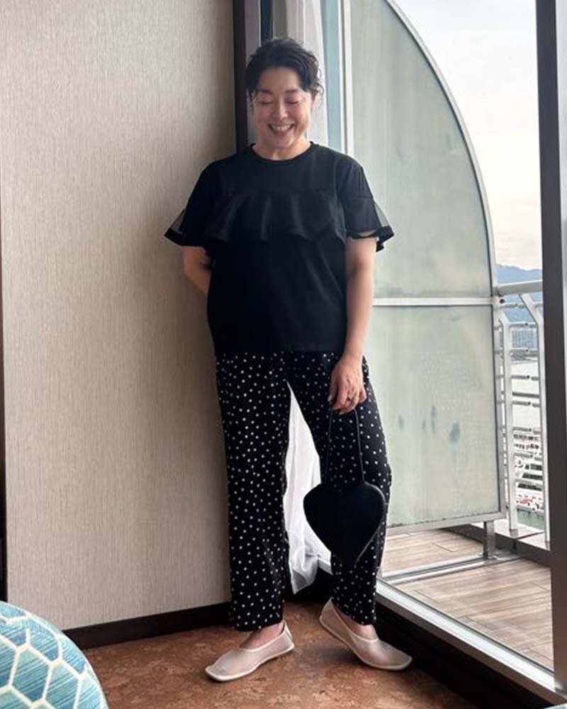 【otostyle】ドット柄イージーテーパードパンツ