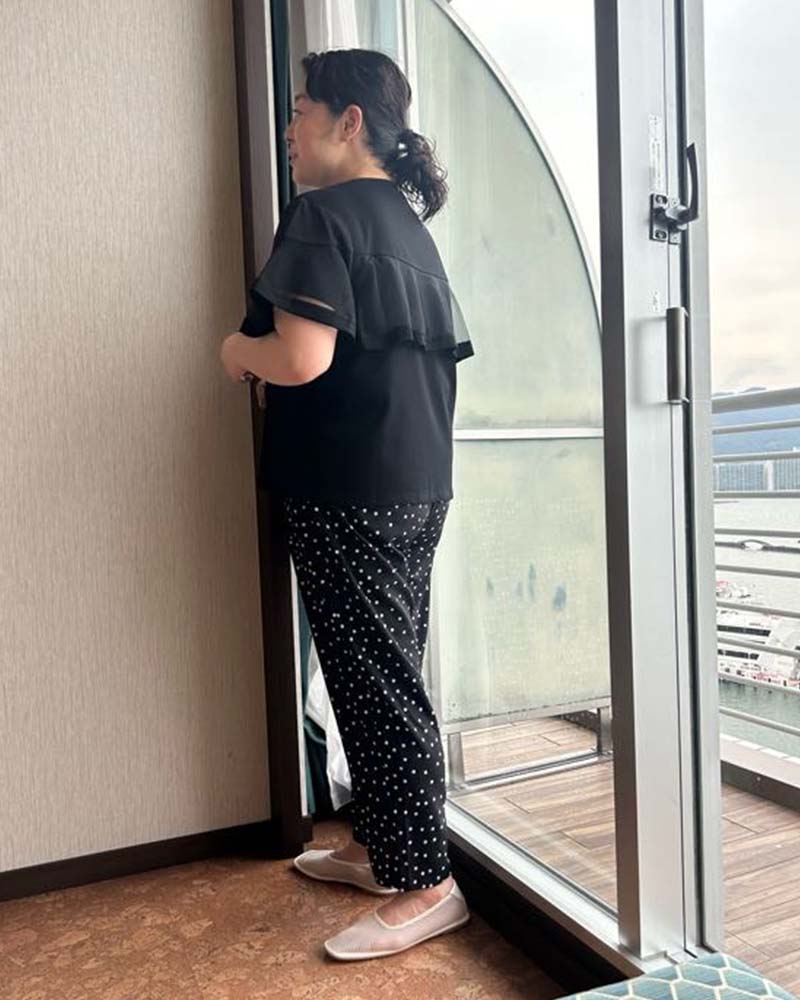 【otostyle】ドット柄イージーテーパードパンツ