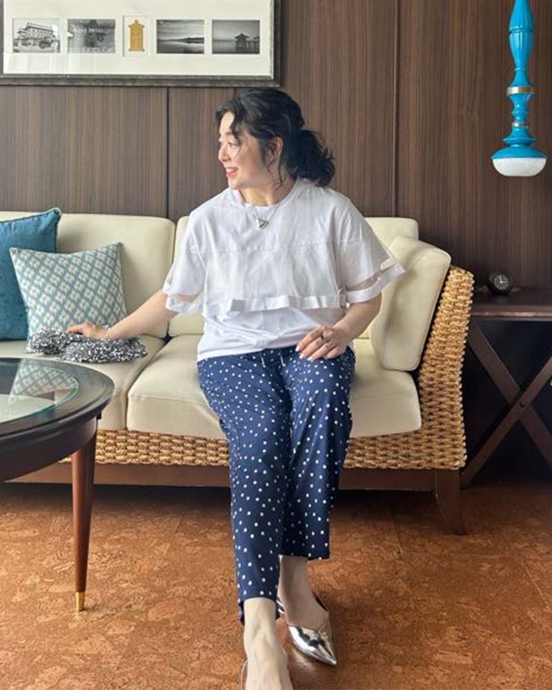 【otostyle】ドット柄イージーテーパードパンツ