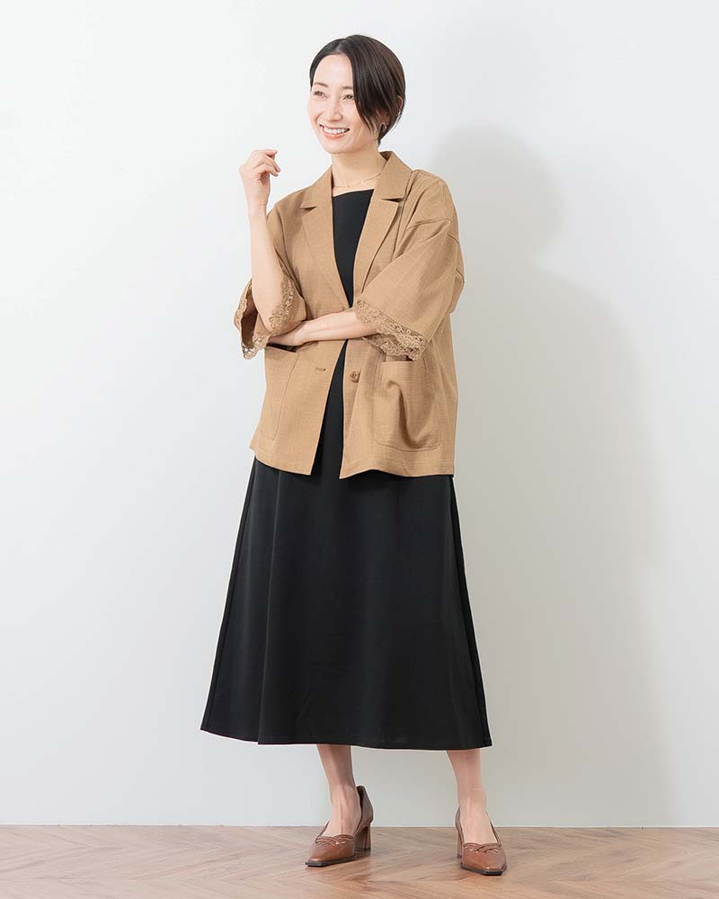 エグゼクティブジャージータックスリーブワンピース