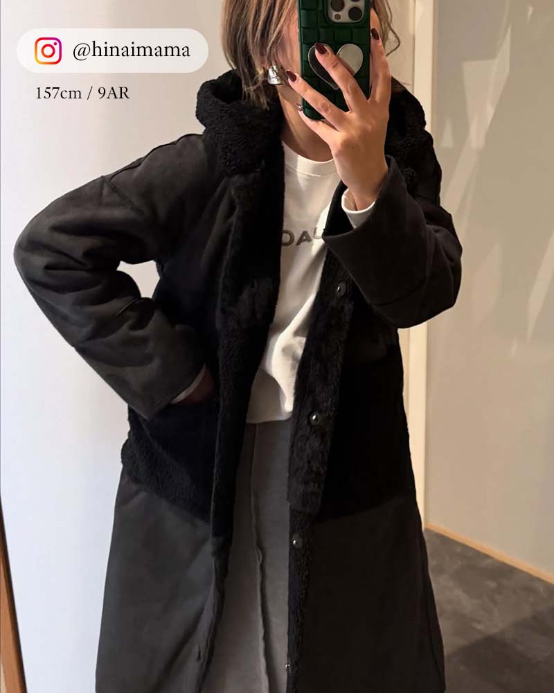 パッチワークリバーシブルフェイクムートンコート