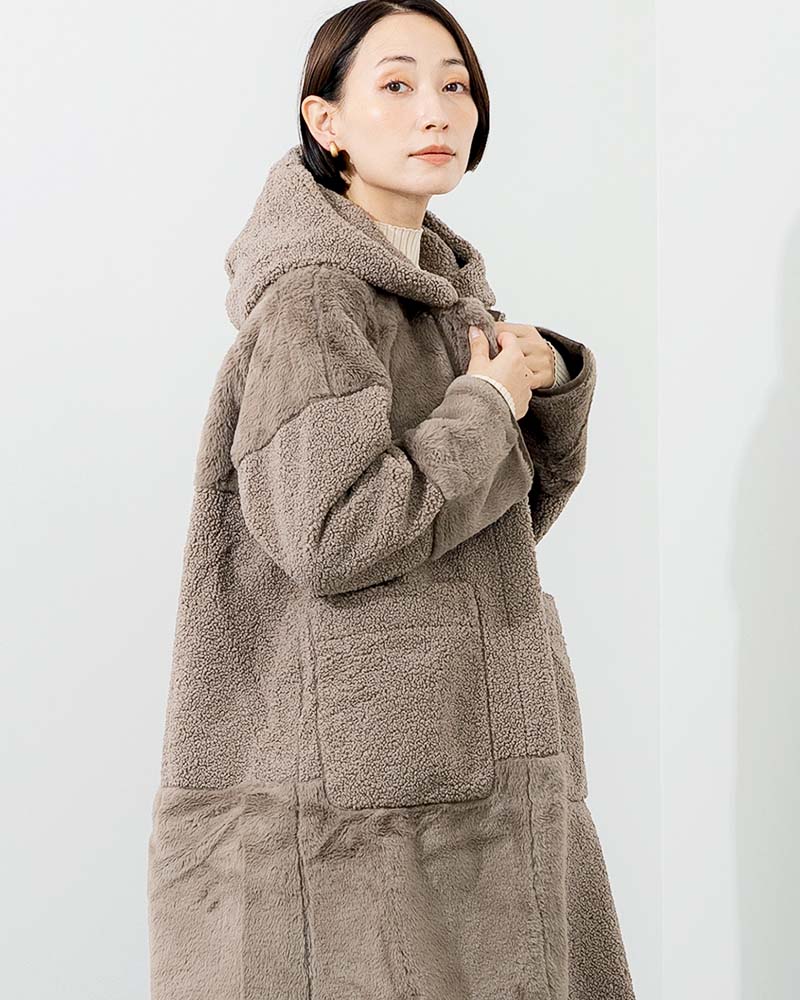 義志　ムートンコート パッチワークリバーシブルフェイクムートンコート | OUTER | 元町
