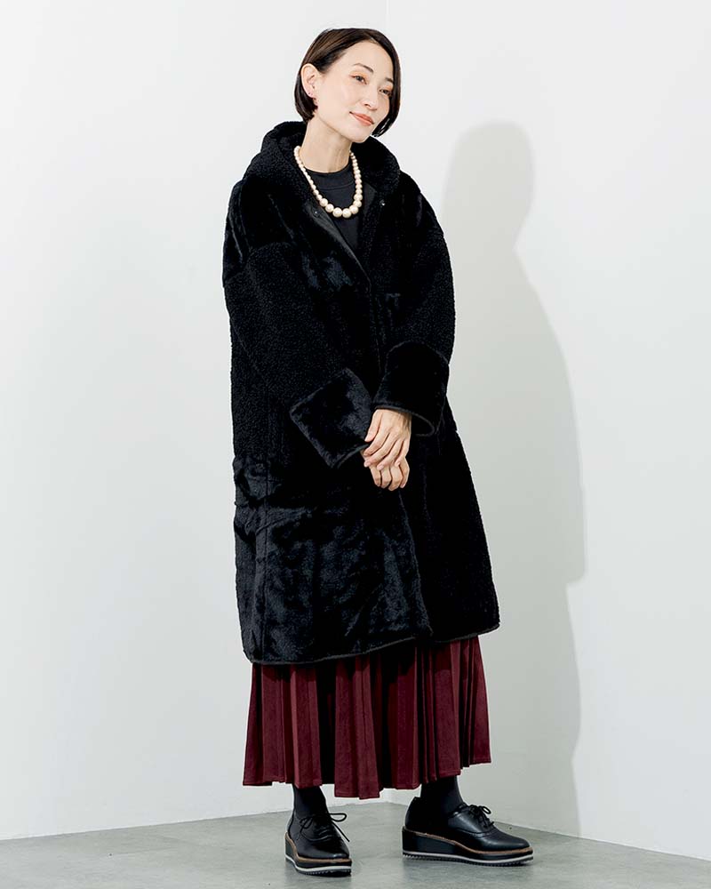 パッチワークリバーシブルフェイクムートンコート | OUTER | 元町