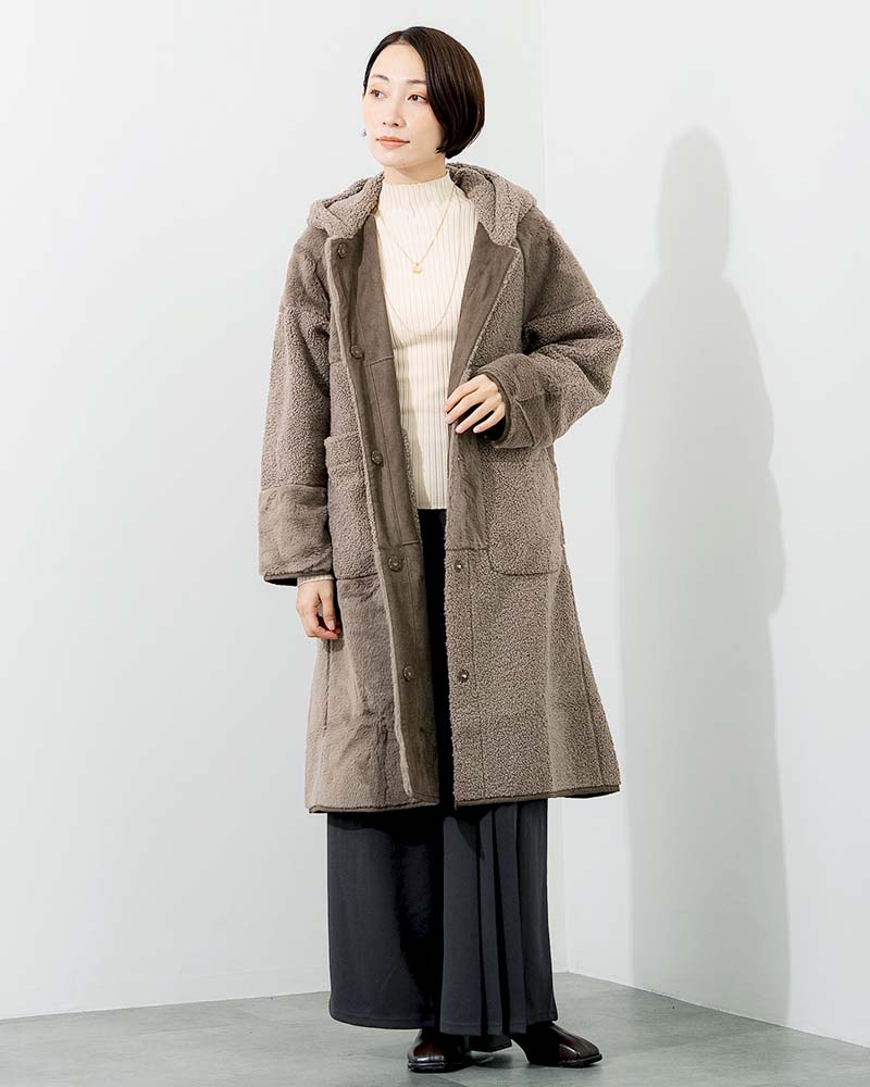 パッチワークリバーシブルフェイクムートンコート | OUTER | 元町