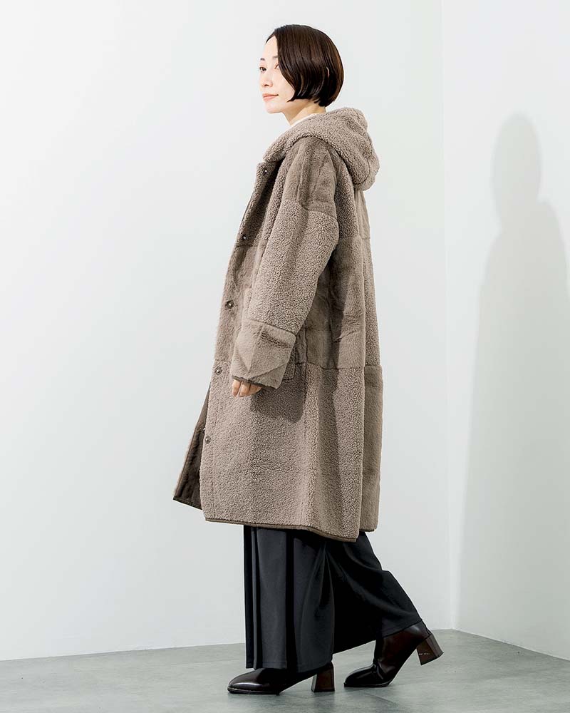 パッチワークリバーシブルフェイクムートンコート | OUTER | 元町