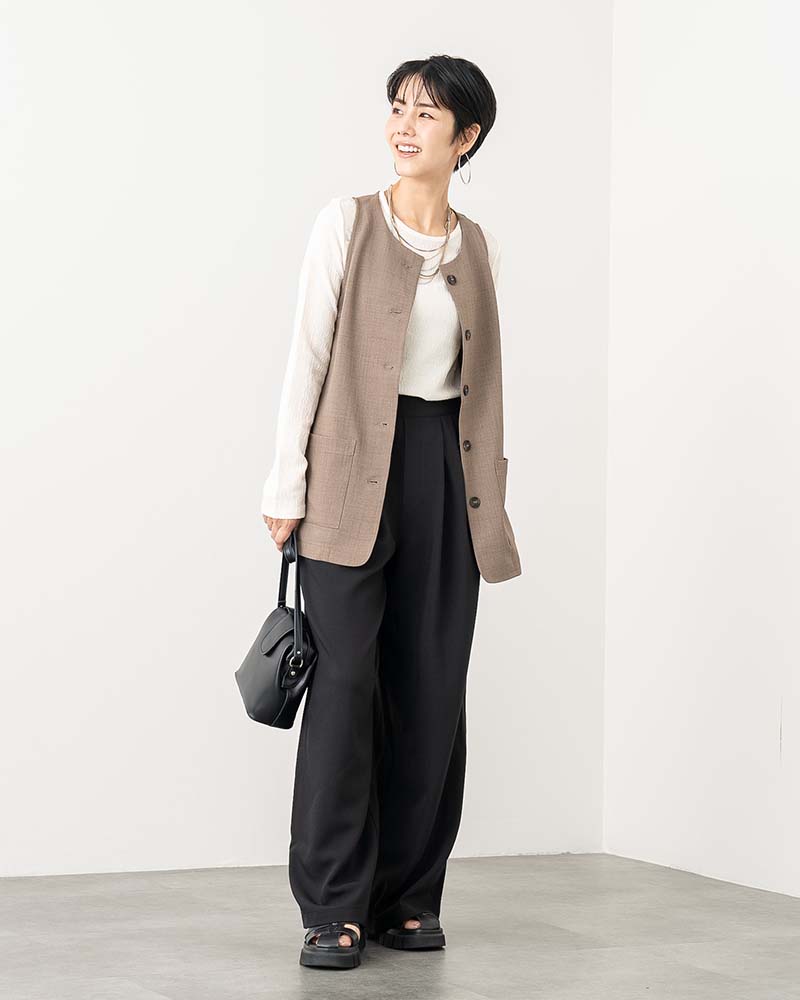 リネンタッチナローショルダージレ《セットアップ対応》