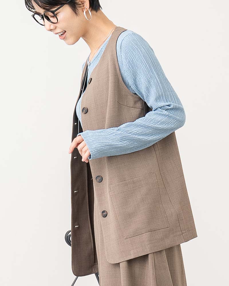 リネンタッチナローショルダージレ《セットアップ対応》