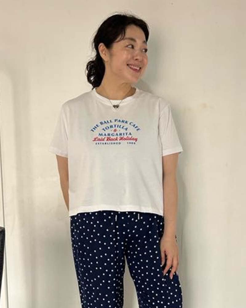 【otostyle】ボールパークカフェロゴプリントTシャツ
