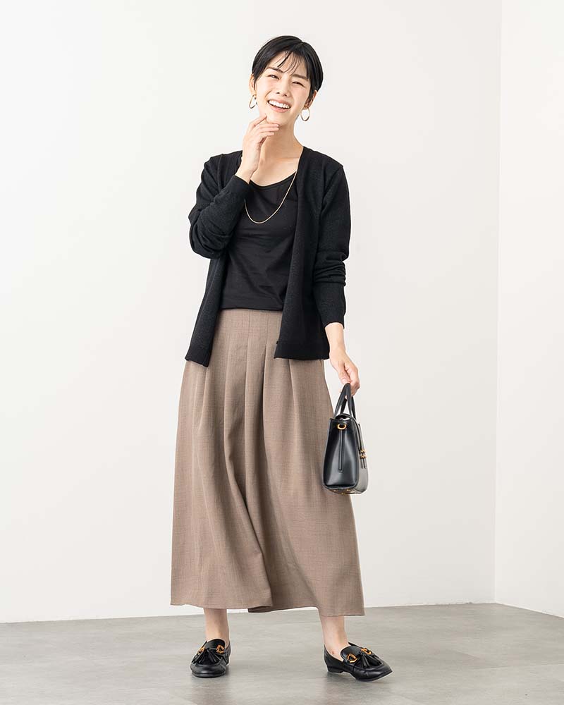 リネンタッチフロントプリーツスカート《セットアップ対応》