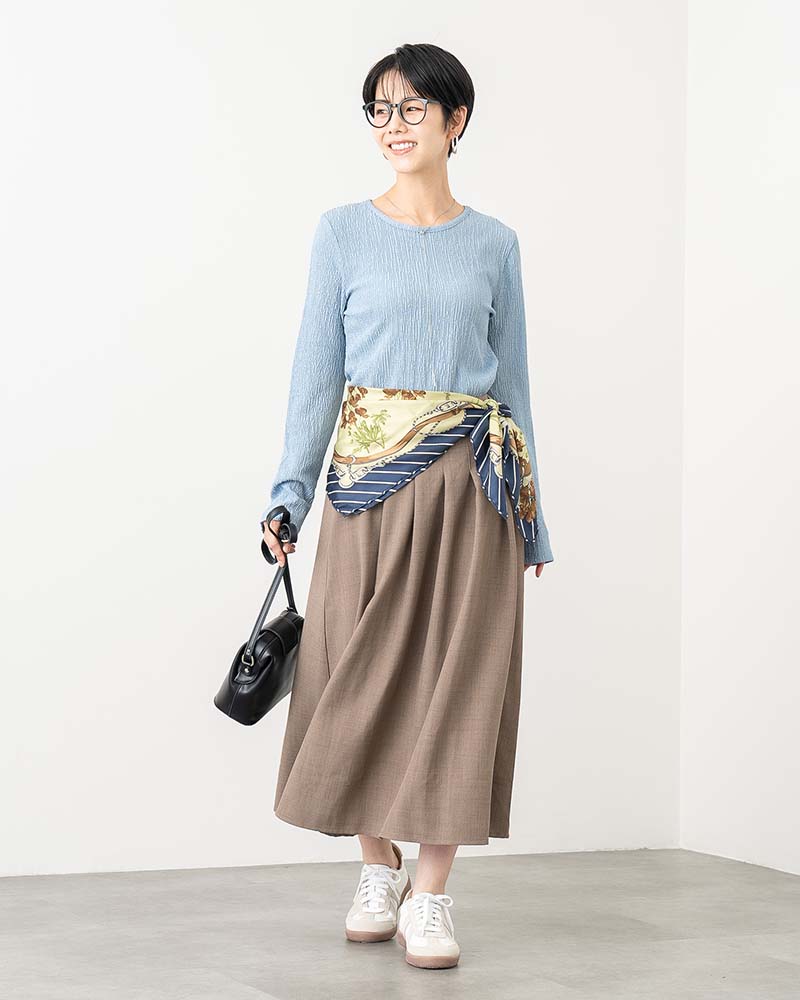 リネンタッチフロントプリーツスカート《セットアップ対応》