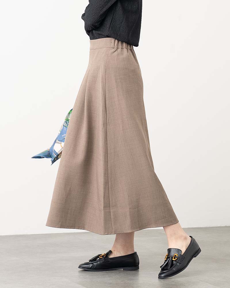 リネンタッチフロントプリーツスカート《セットアップ対応》