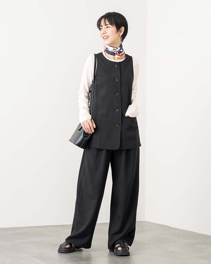 リネンタッチタックワイドパンツ《セットアップ対応》