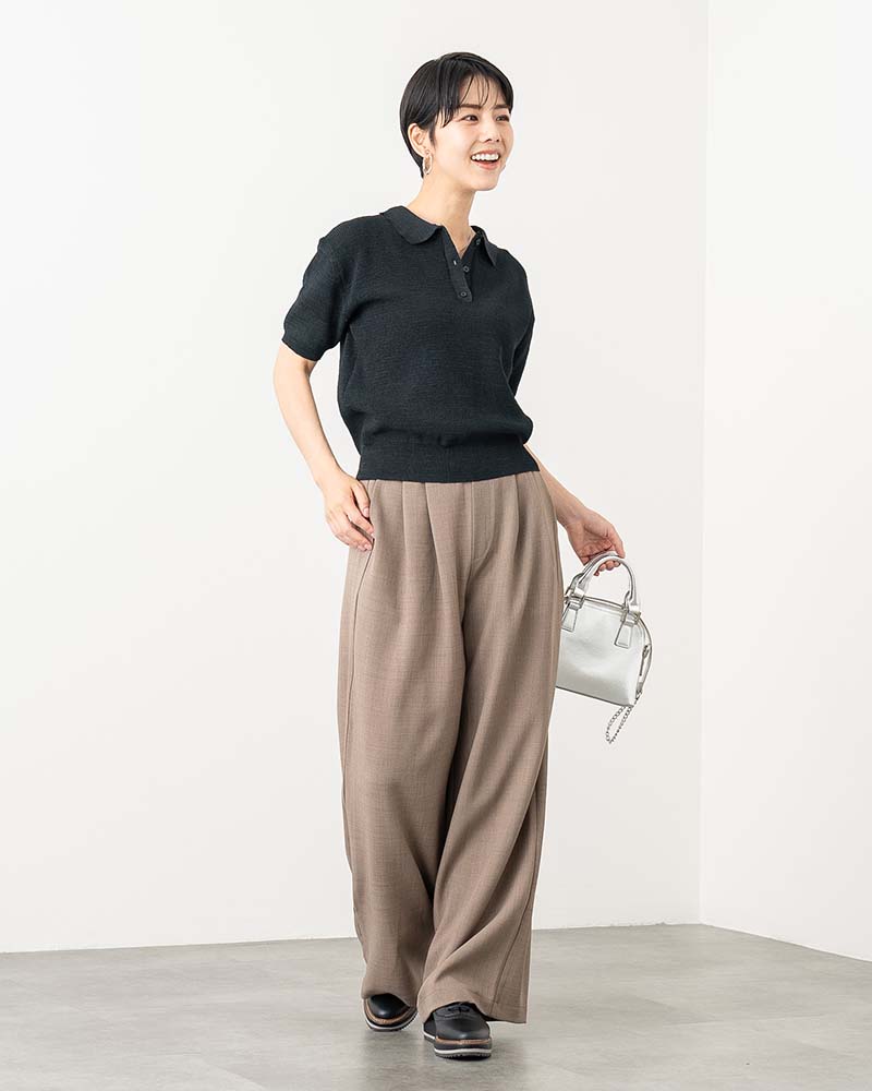リネンタッチタックワイドパンツ《セットアップ対応》
