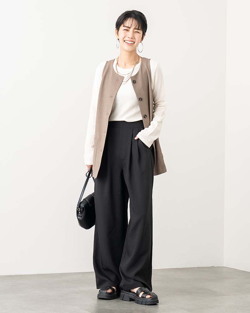 リネンタッチタックワイドパンツ《セットアップ対応》