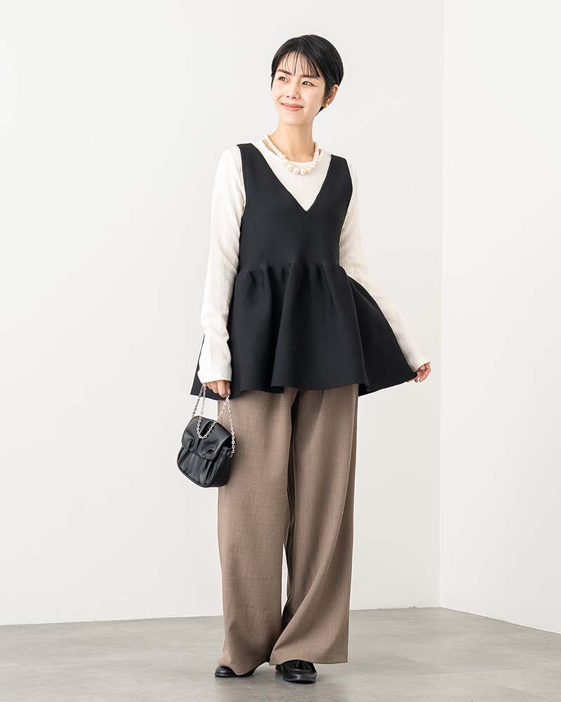 リネンタッチタックワイドパンツ《セットアップ対応》
