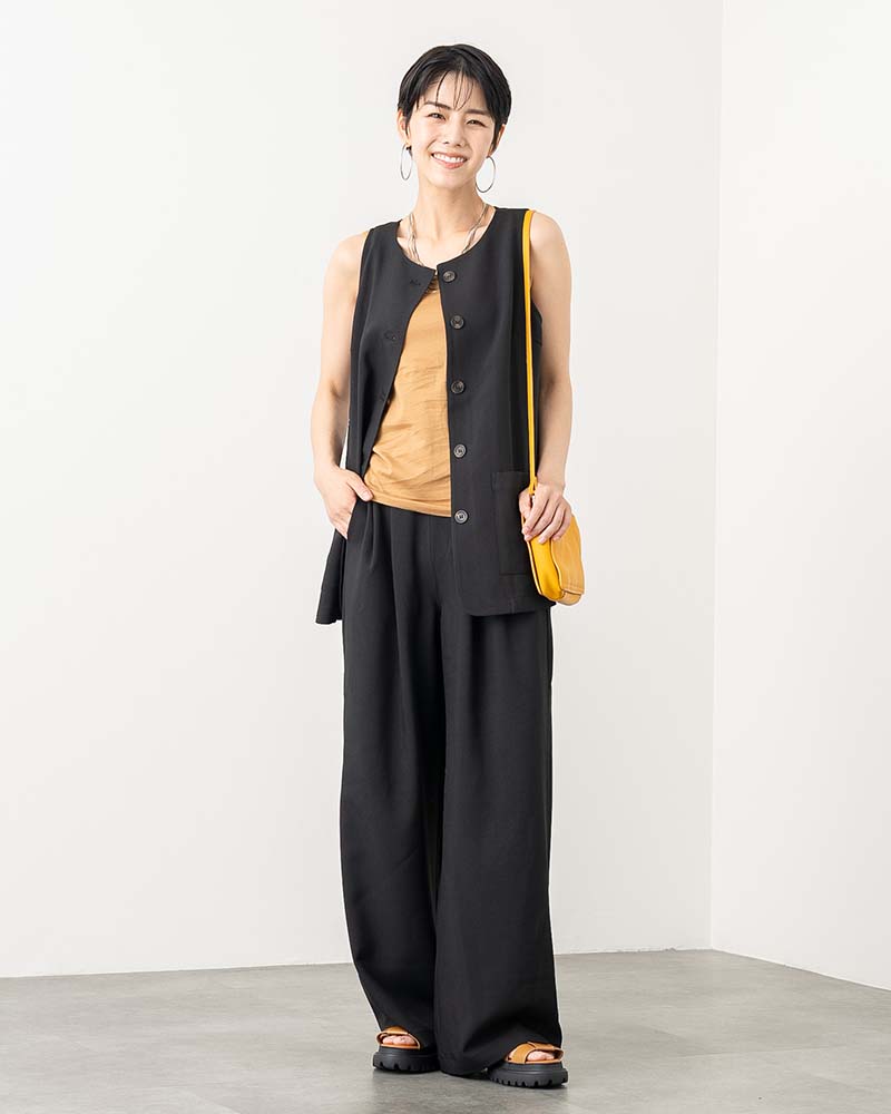 リネンタッチタックワイドパンツ《セットアップ対応》