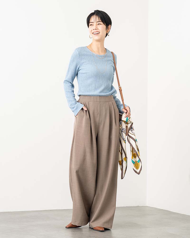 リネンタッチタックワイドパンツ《セットアップ対応》