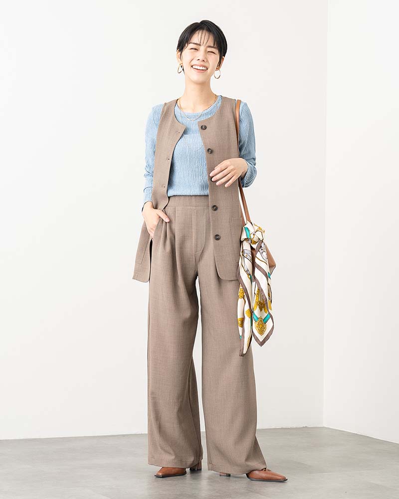 リネンタッチタックワイドパンツ《セットアップ対応》