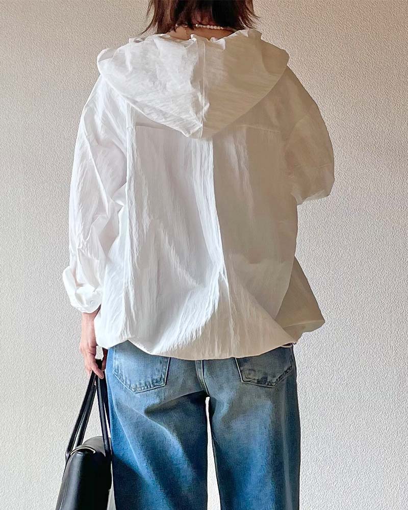 【Canaria Style】ナイロンフーディーシャツブルゾン