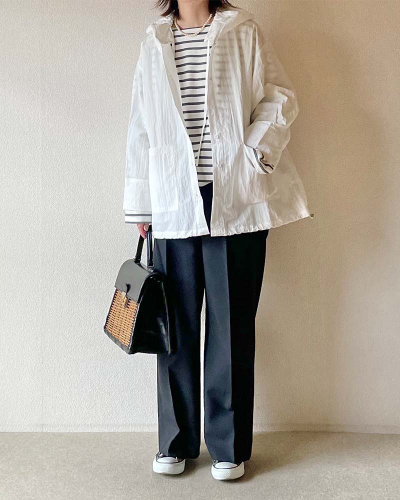 【Canaria Style】ナイロンフーディーシャツブルゾン