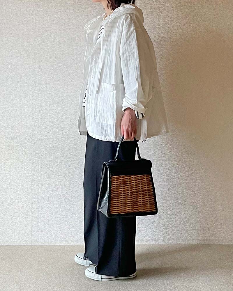 【Canaria Style】ナイロンフーディーシャツブルゾン