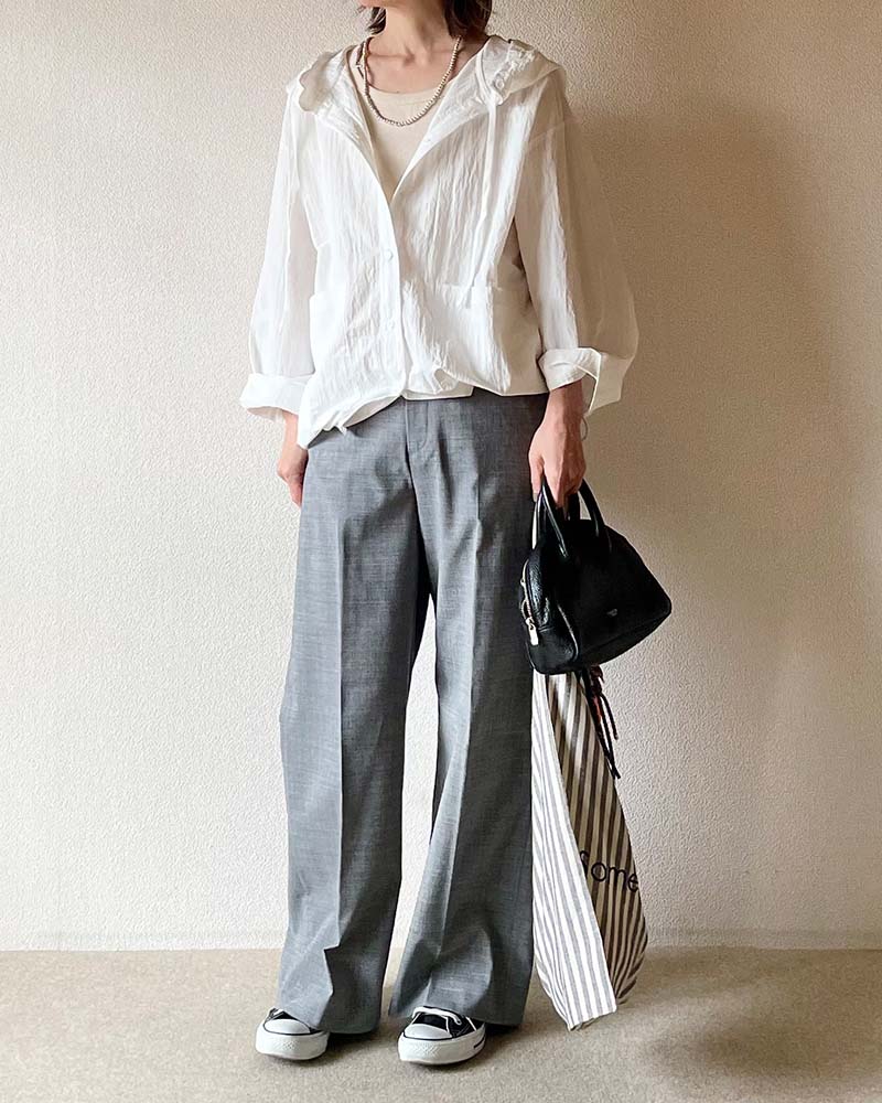 【Canaria Style】ナイロンフーディーシャツブルゾン