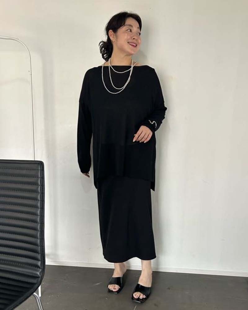 【otostyle】ストレッチリブIラインスカート