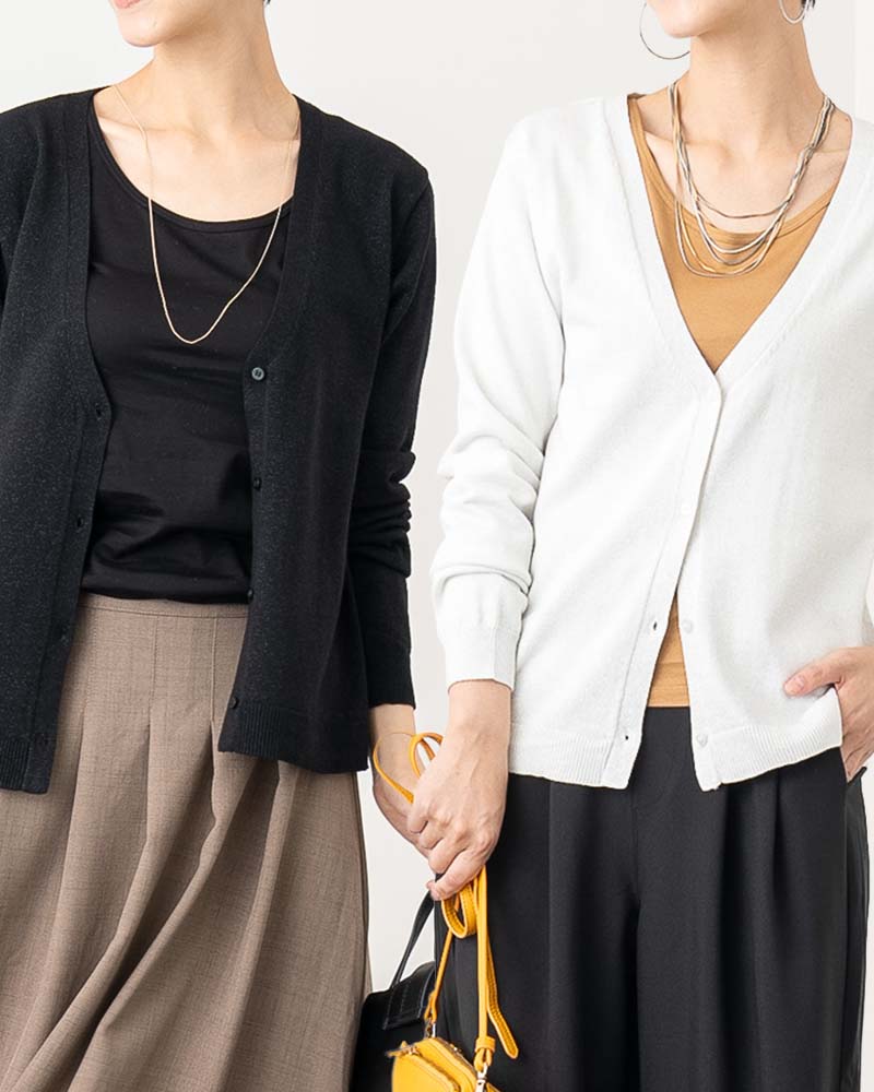 ラメ入りコンパクトニットカーディガン