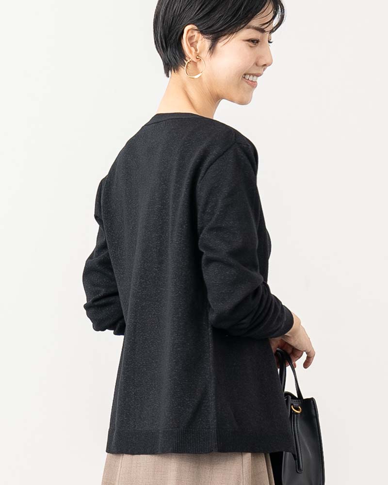 ラメ入りコンパクトニットカーディガン