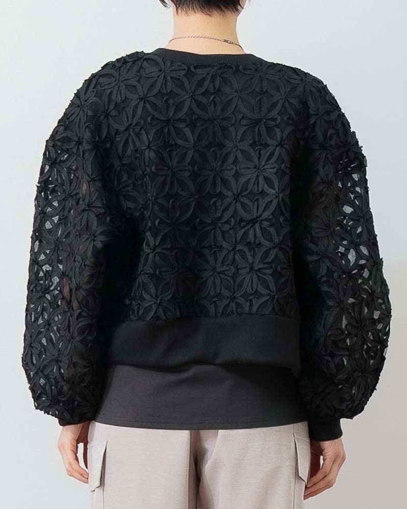 シアー花柄チュールブルゾン