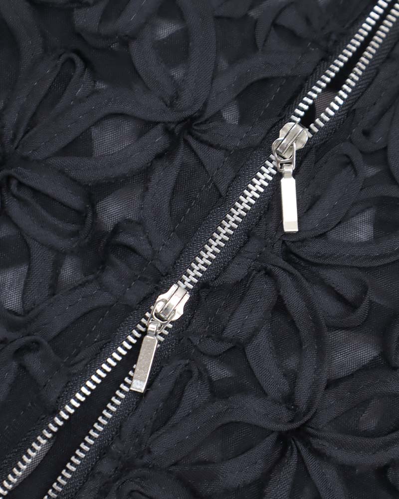 シアー花柄チュールブルゾン