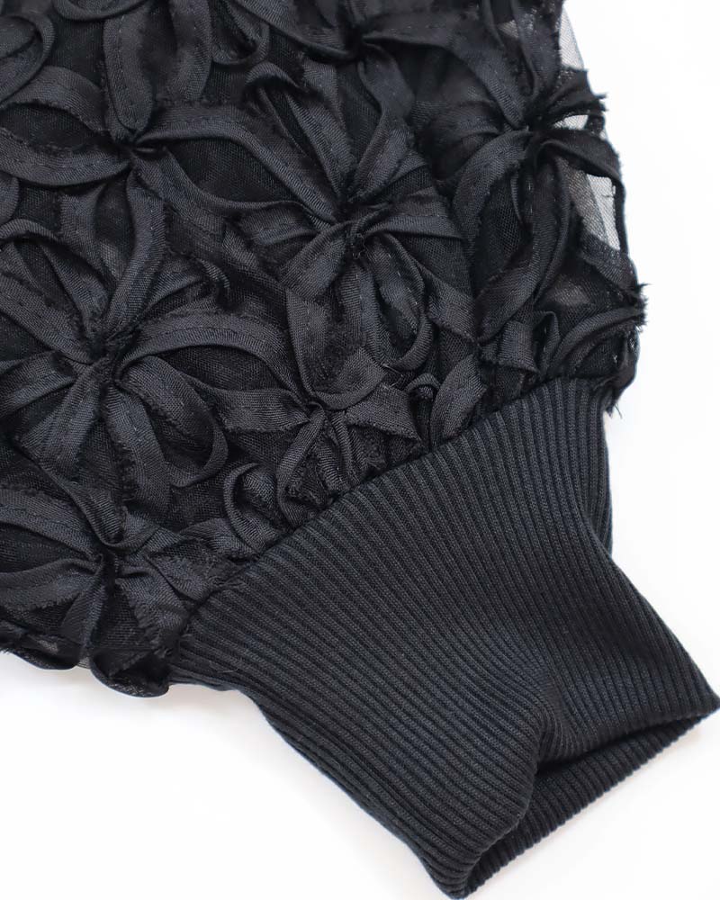 シアー花柄チュールブルゾン