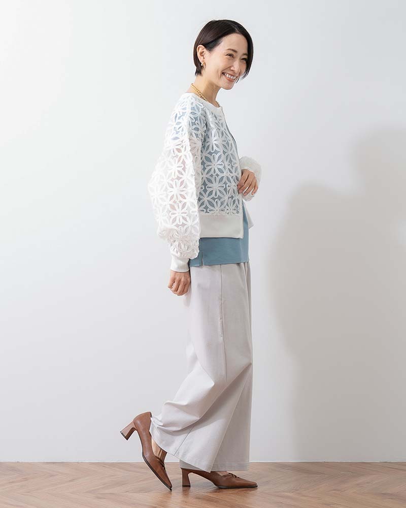 シアー花柄チュールブルゾン