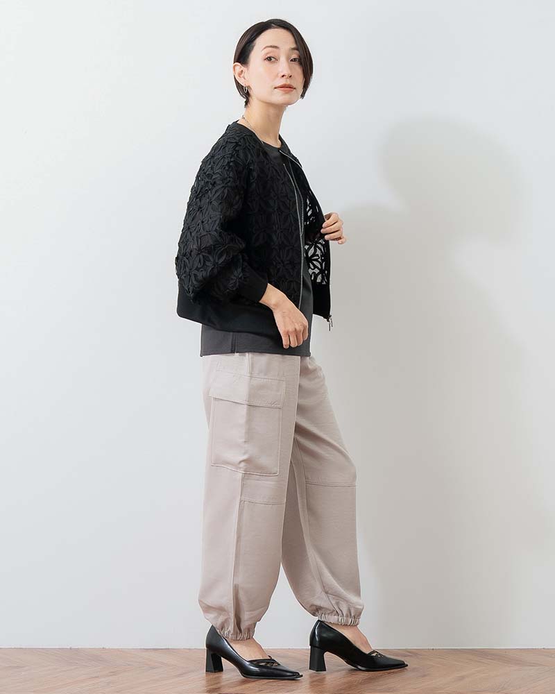 シアー花柄チュールブルゾン