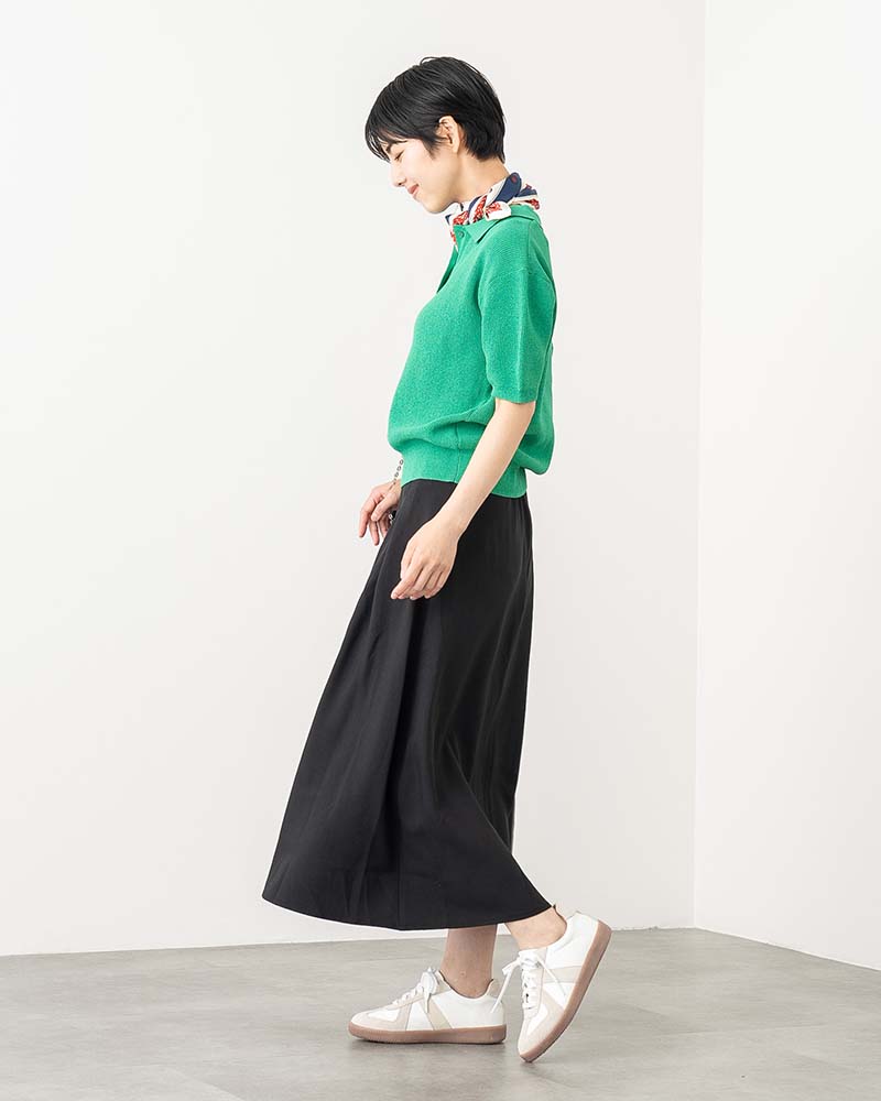 ポロ襟半袖ニットプルオーバー