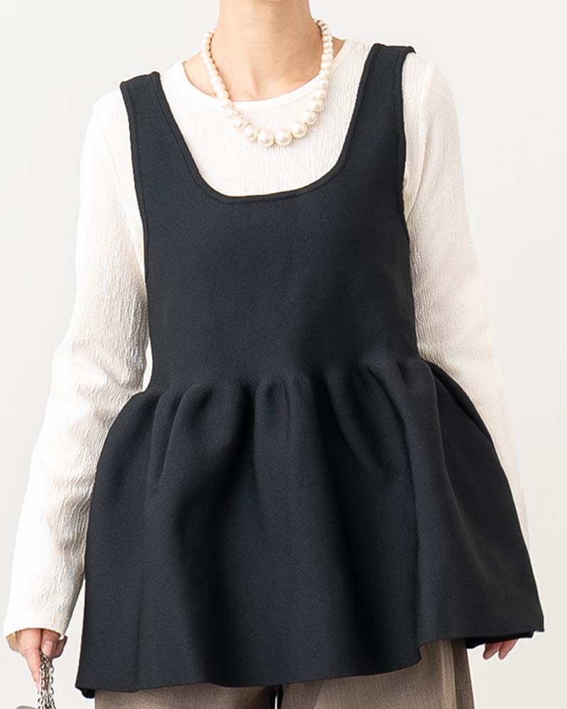 前後2WAYスポンディッシュニットペプラムベスト