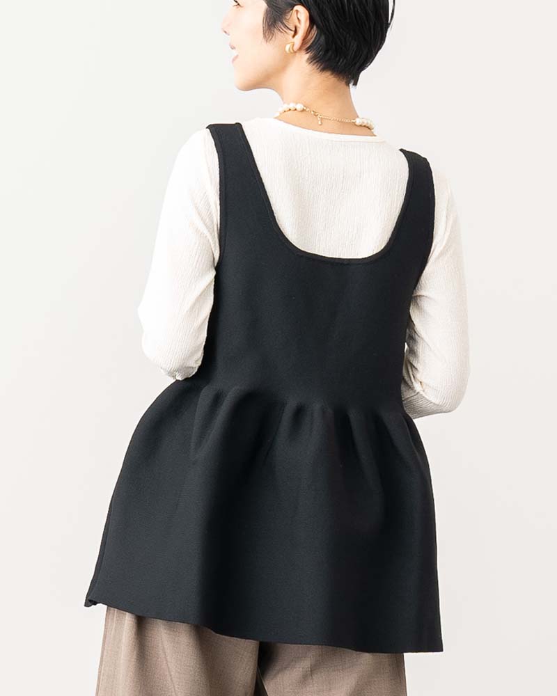 前後2WAYスポンディッシュニットペプラムベスト