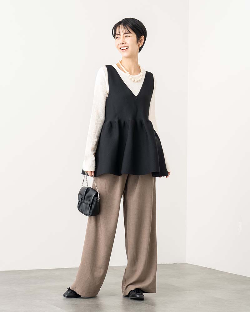 前後2WAYスポンディッシュニットペプラムベスト