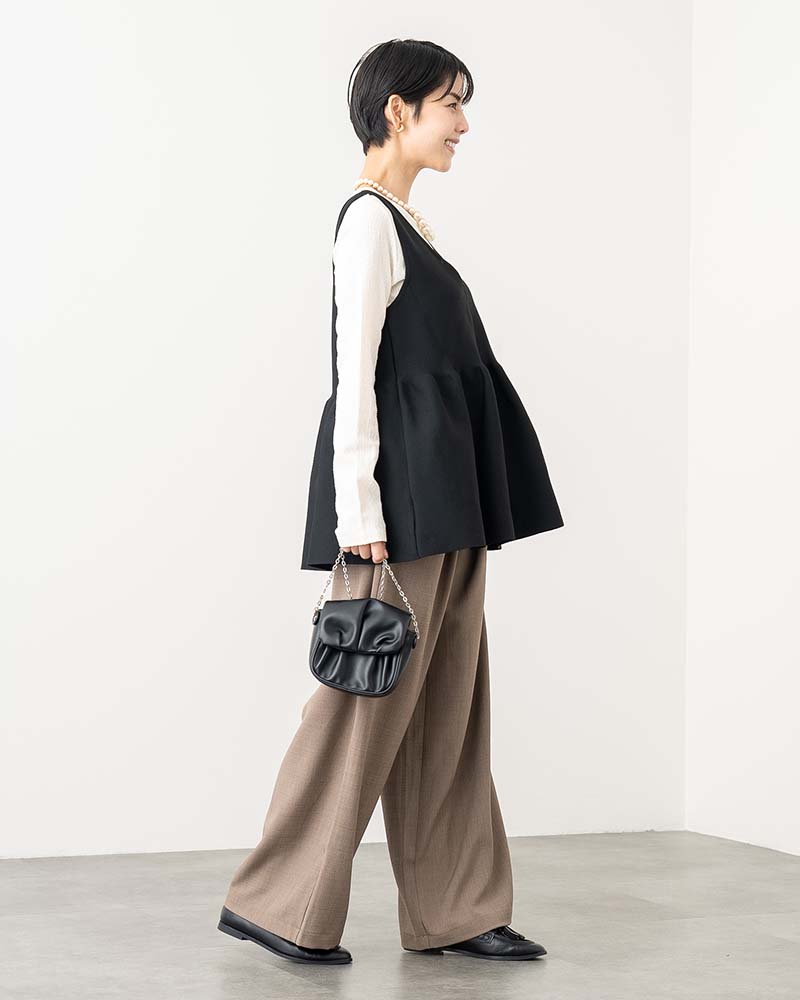 前後2WAYスポンディッシュニットペプラムベスト