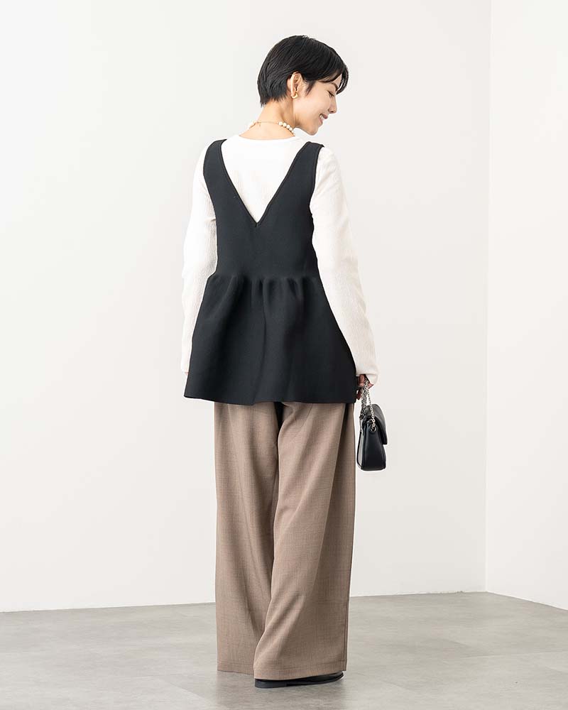 前後2WAYスポンディッシュニットペプラムベスト