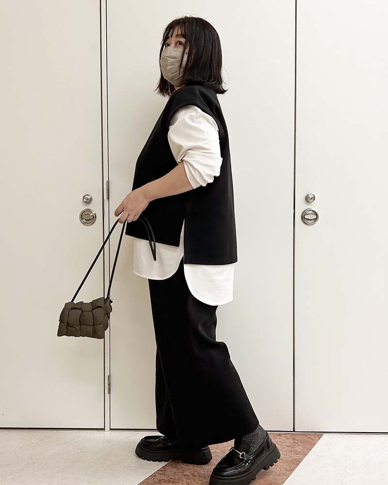 【otostyle】《即納》ニットメルトンVネックベスト（ブラックのみ）